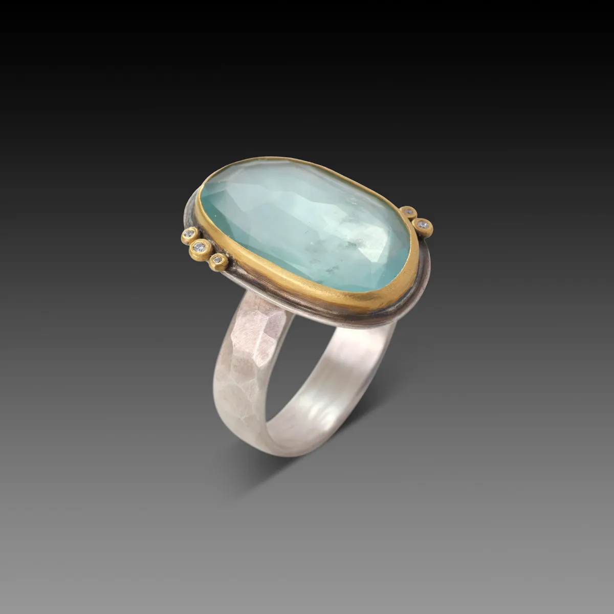 Aquamarine Ring with Diamonds