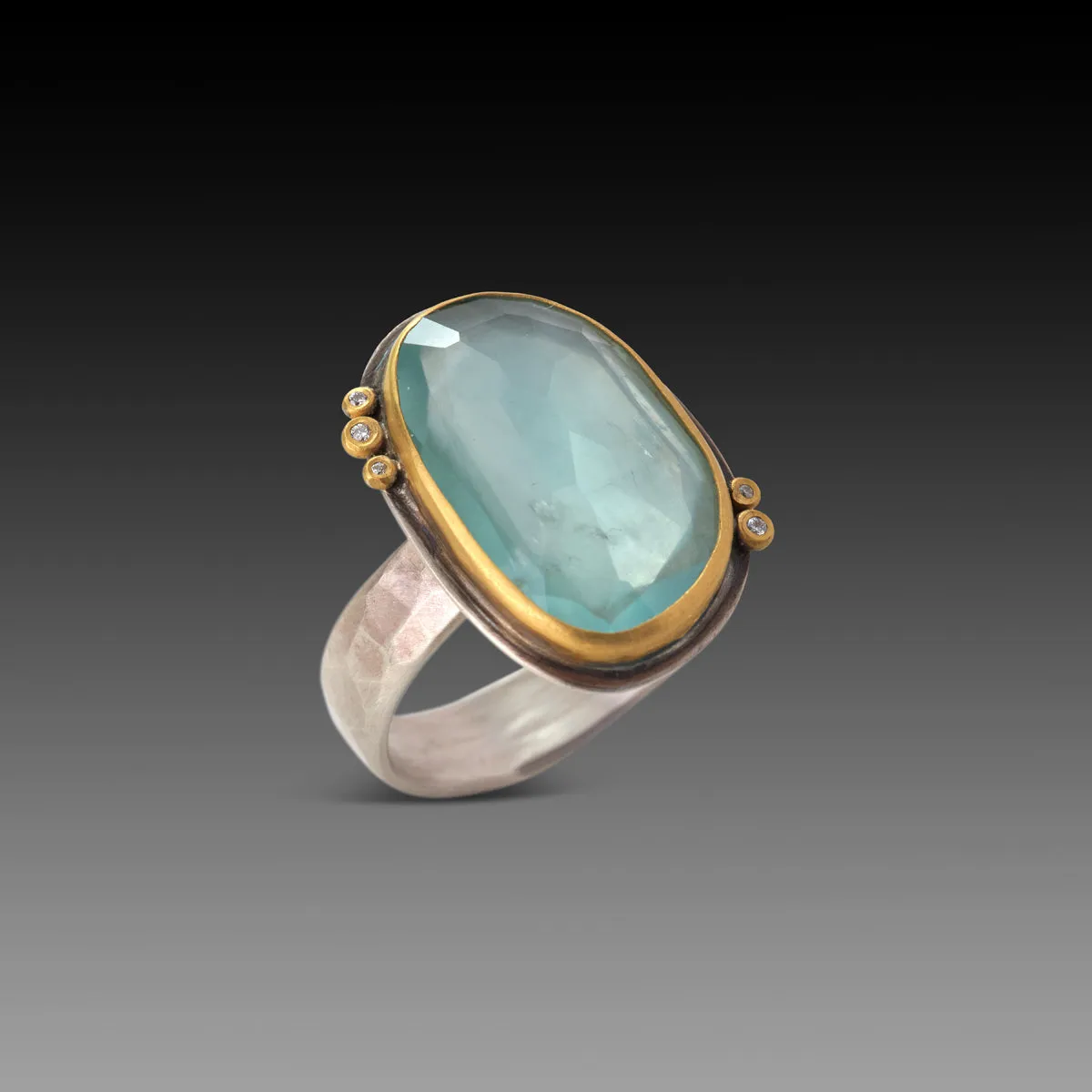 Aquamarine Ring with Diamonds