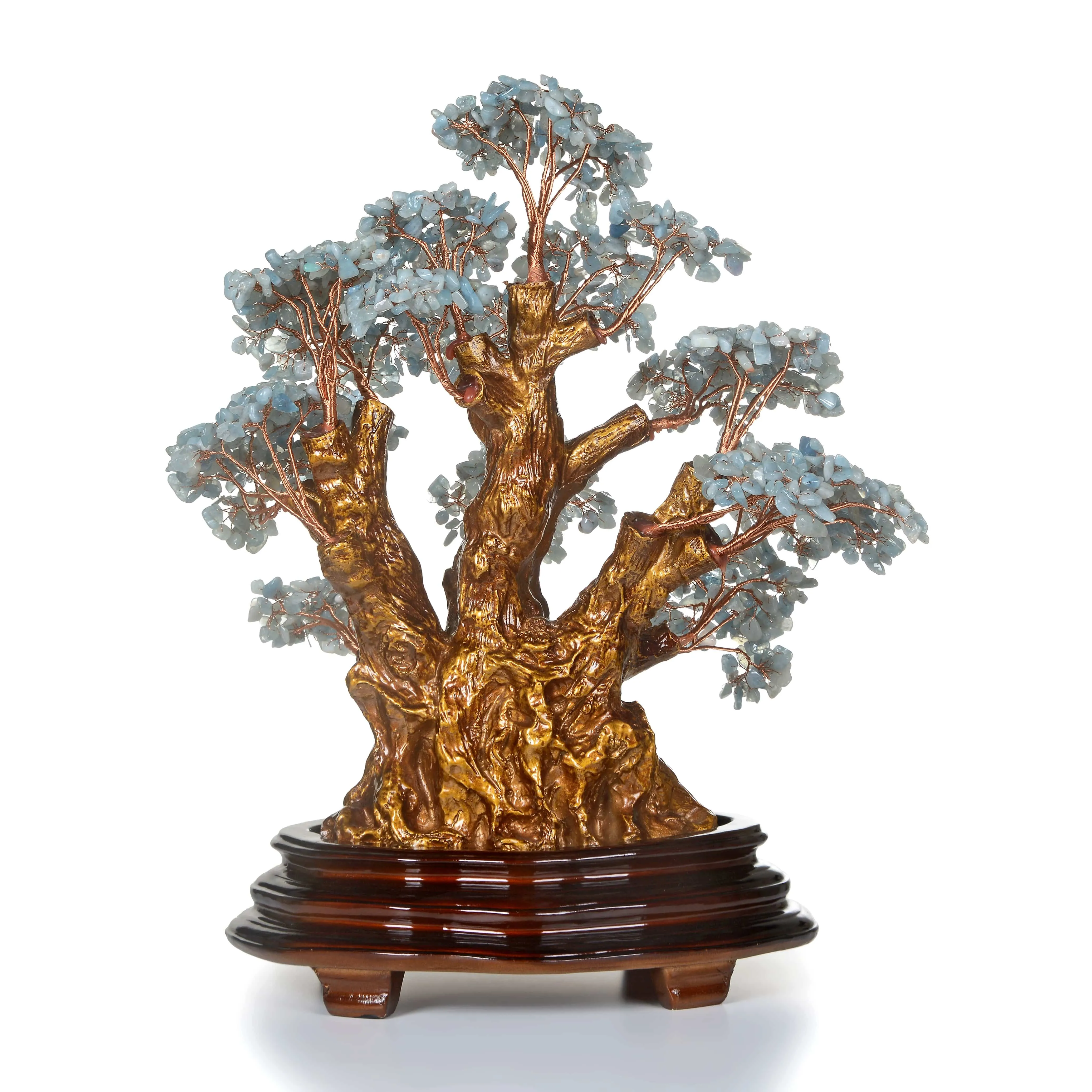 Aquamarine Tree of Life Centerpiece with over 2,000 Natural Gemstones