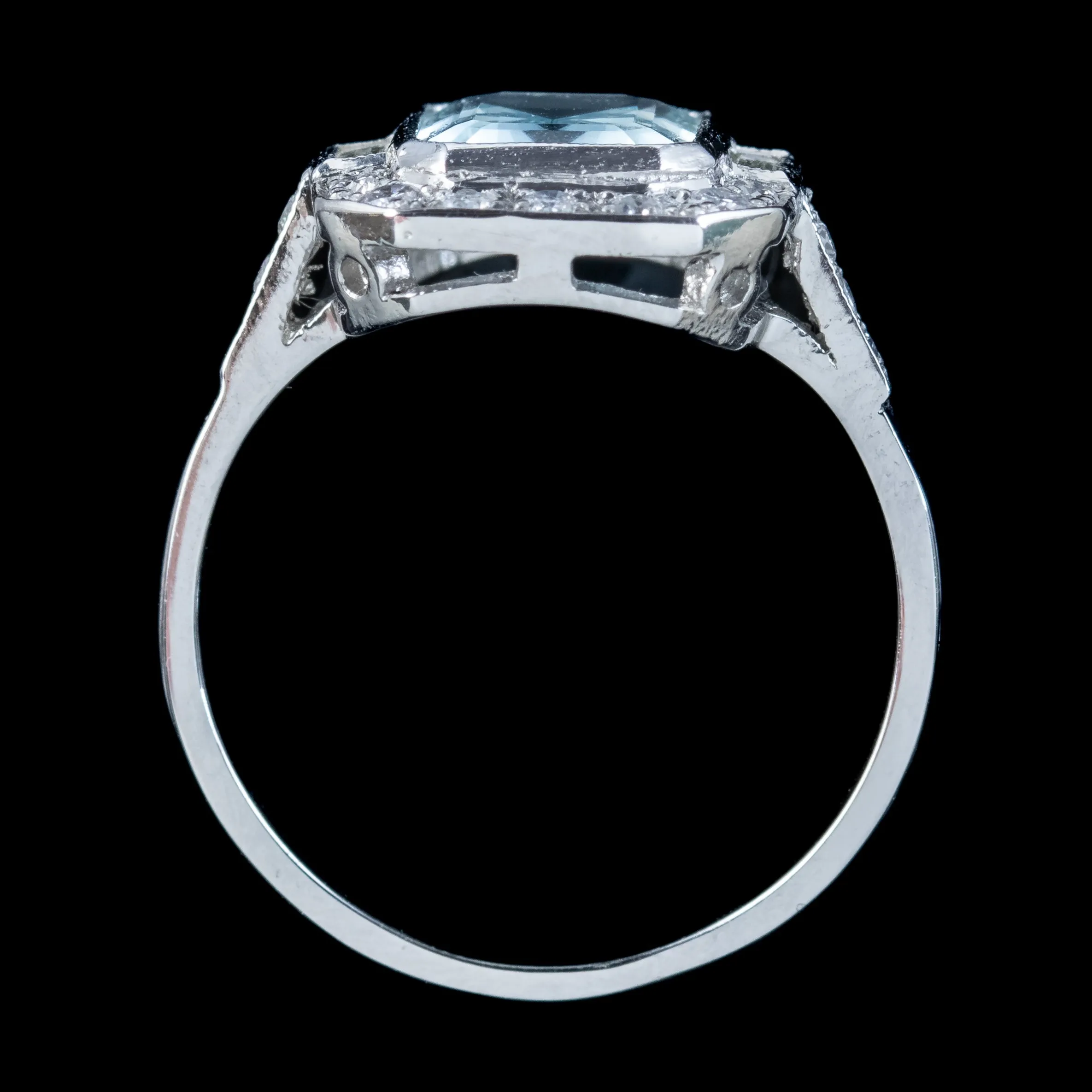 Art Deco Style Aquamarine Diamond Ring 3ct Aqua