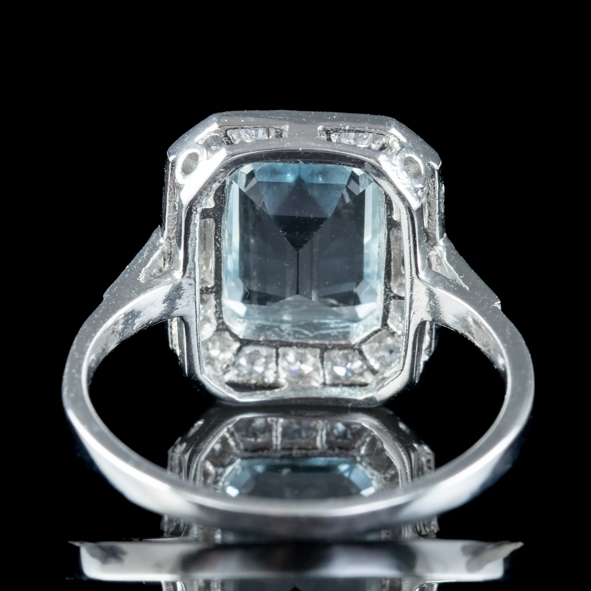 Art Deco Style Aquamarine Diamond Ring 3ct Aqua