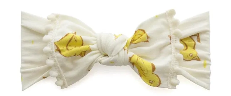 Baby Bling Chicks w/Ivory Pom Trimmed Knot Headband