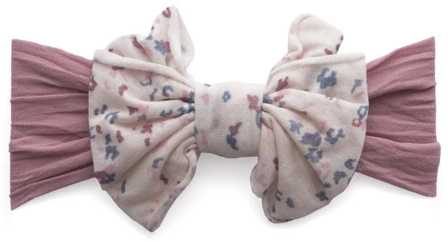 Baby Bling Mauve Floral Jersey Bow Headband