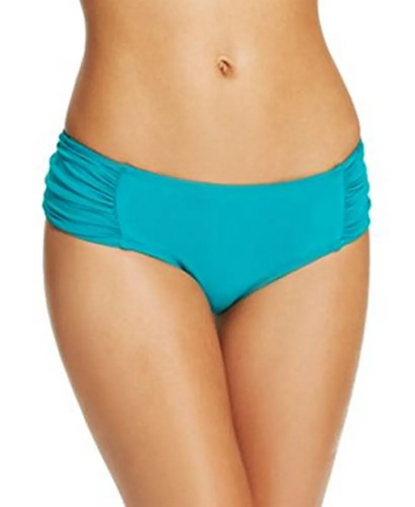 Bar III Women's Side-Tab Ruched Bikini Bottom, Jade, XS