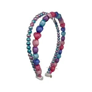 Bari Lynn Heart & Pearl Double Band Headband - Pastel