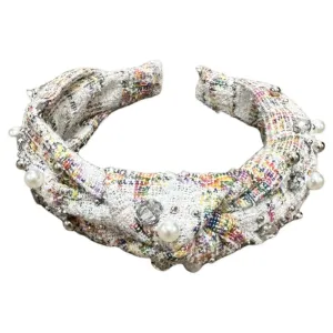 Bari Lynn Tweed Jewel Knot Headband - Rainbow