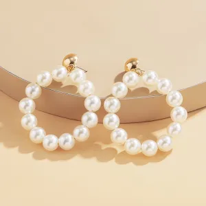 Baroque Pearl Geometric Big Earrings Women Simple