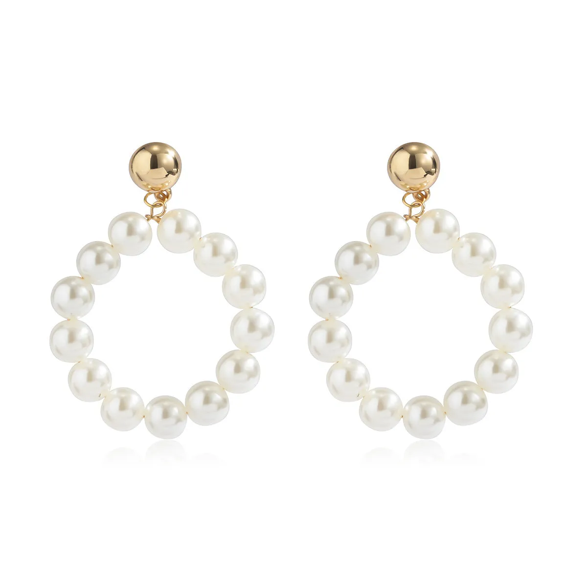 Baroque Pearl Geometric Big Earrings Women Simple