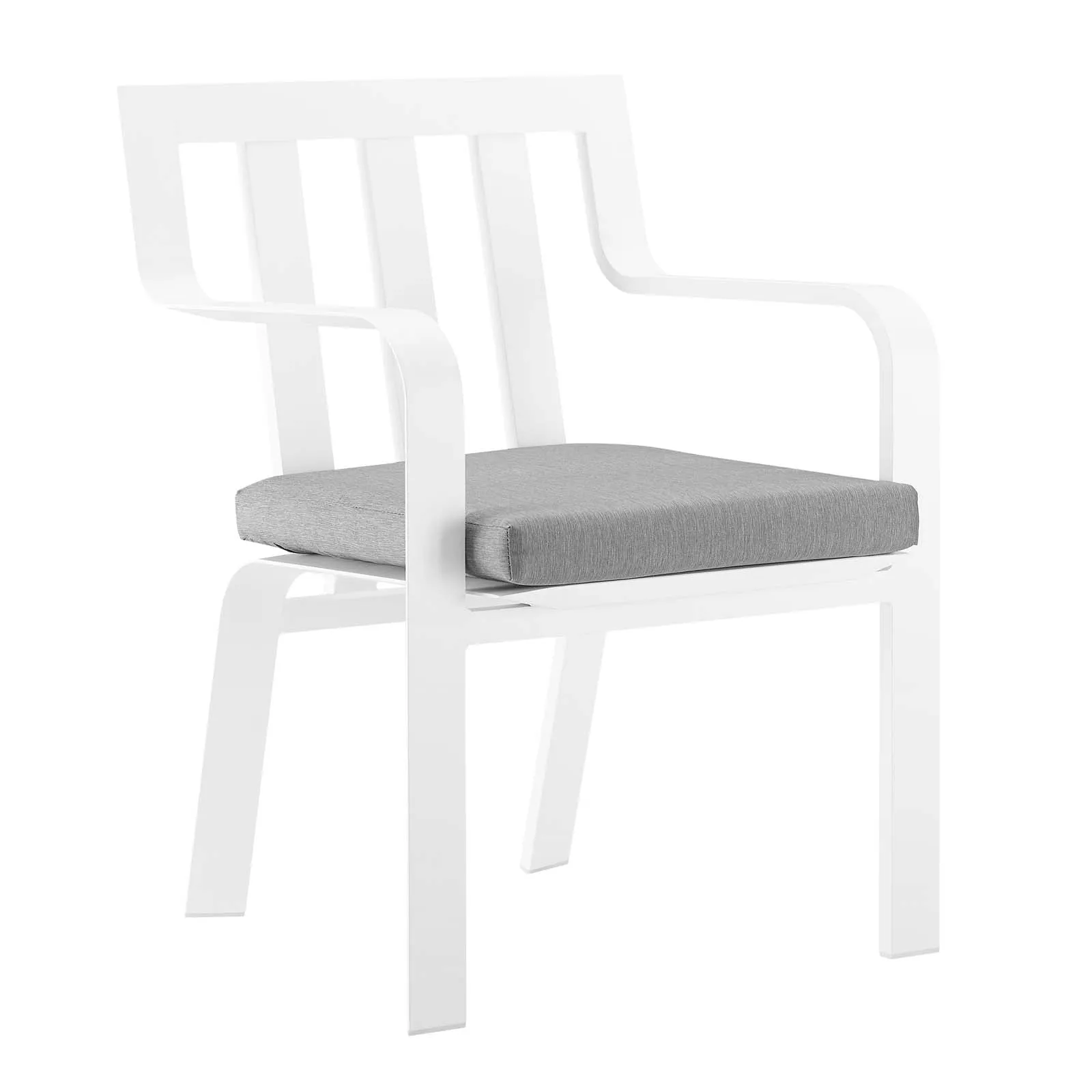 Baxley Stackable Outdoor Patio Aluminum Dining Armchair White Gray EEI-3571-WHI-GRY