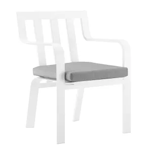 Baxley Stackable Outdoor Patio Aluminum Dining Armchair White Gray EEI-3571-WHI-GRY