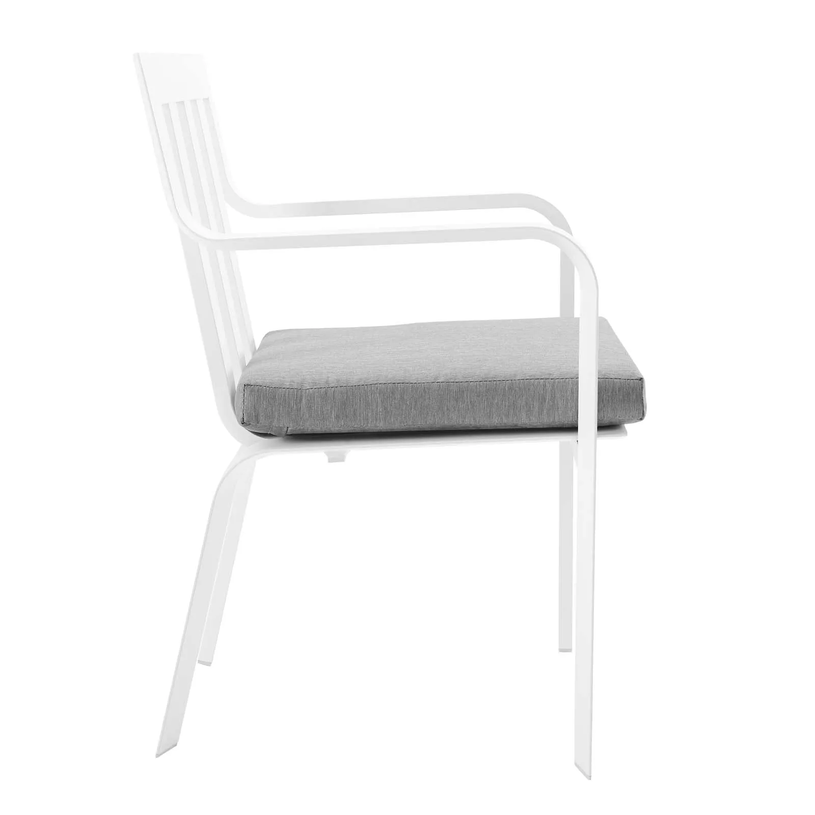 Baxley Stackable Outdoor Patio Aluminum Dining Armchair White Gray EEI-3571-WHI-GRY