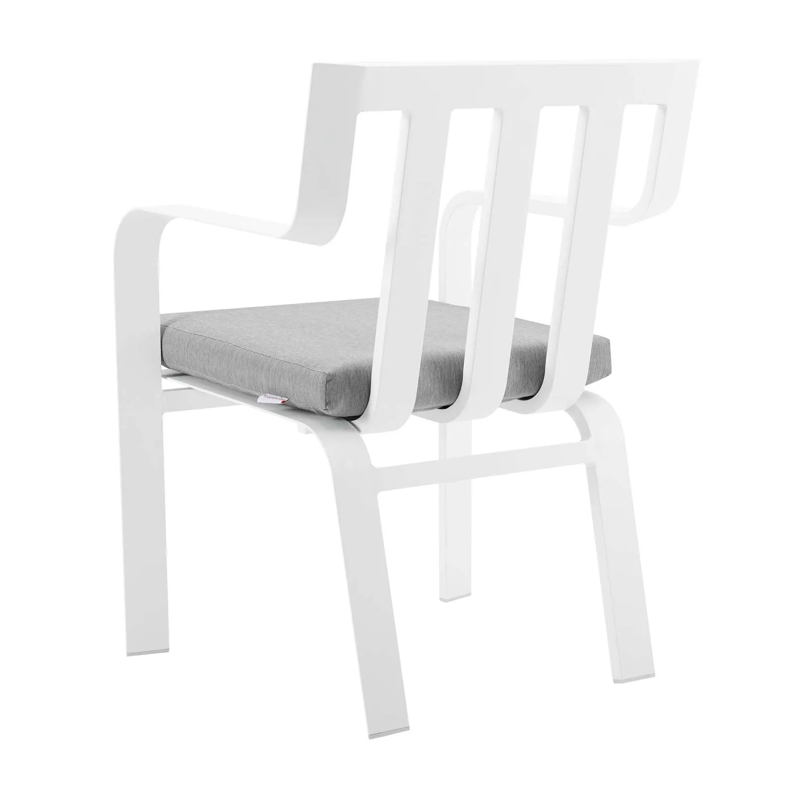 Baxley Stackable Outdoor Patio Aluminum Dining Armchair White Gray EEI-3571-WHI-GRY