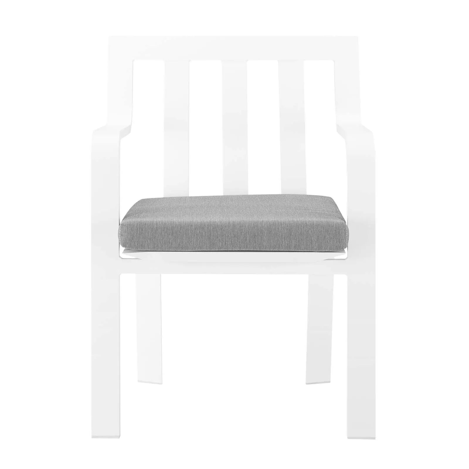 Baxley Stackable Outdoor Patio Aluminum Dining Armchair White Gray EEI-3571-WHI-GRY