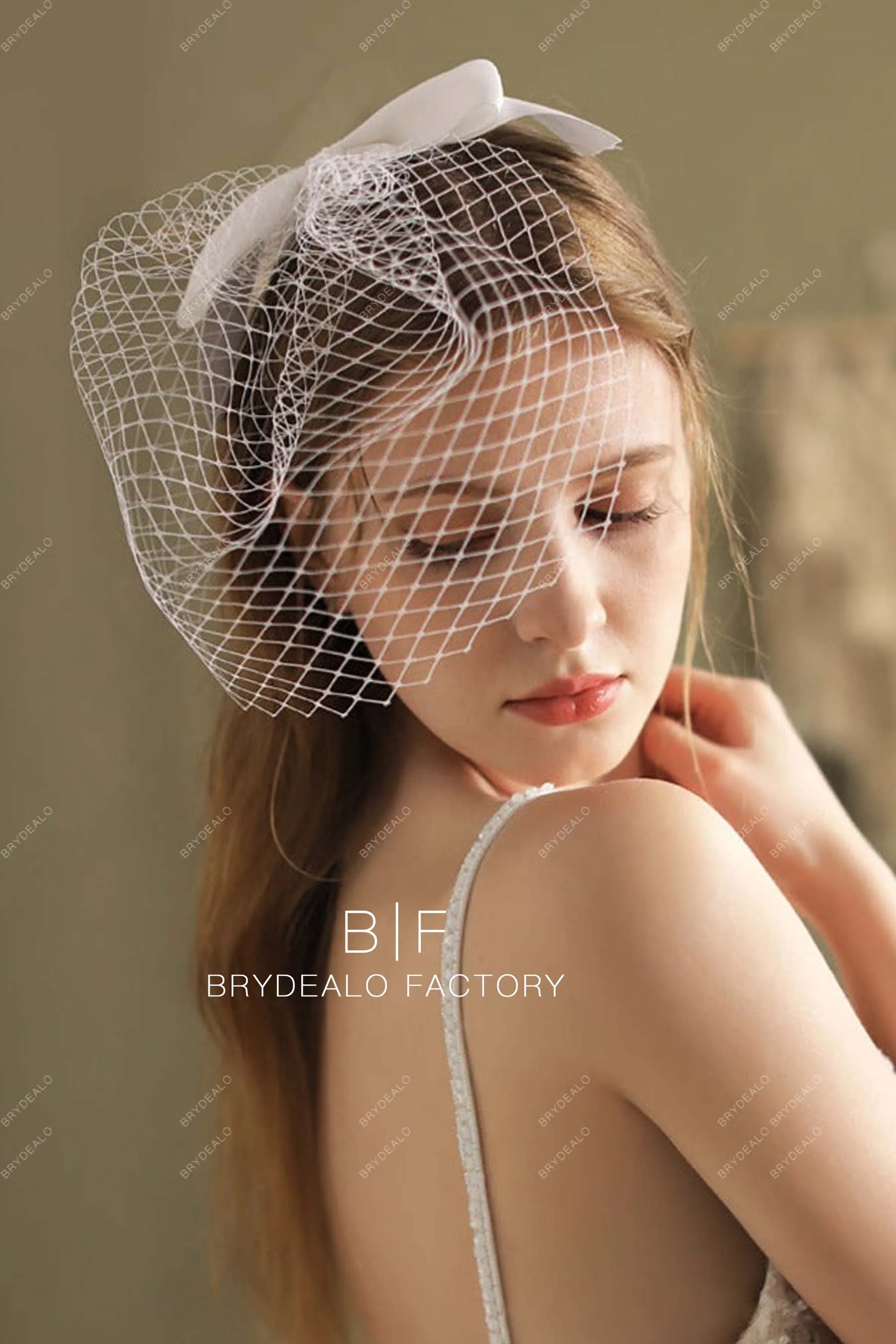 Bridal Birdcage Wedding Veil Short Classic French Blusher Veil