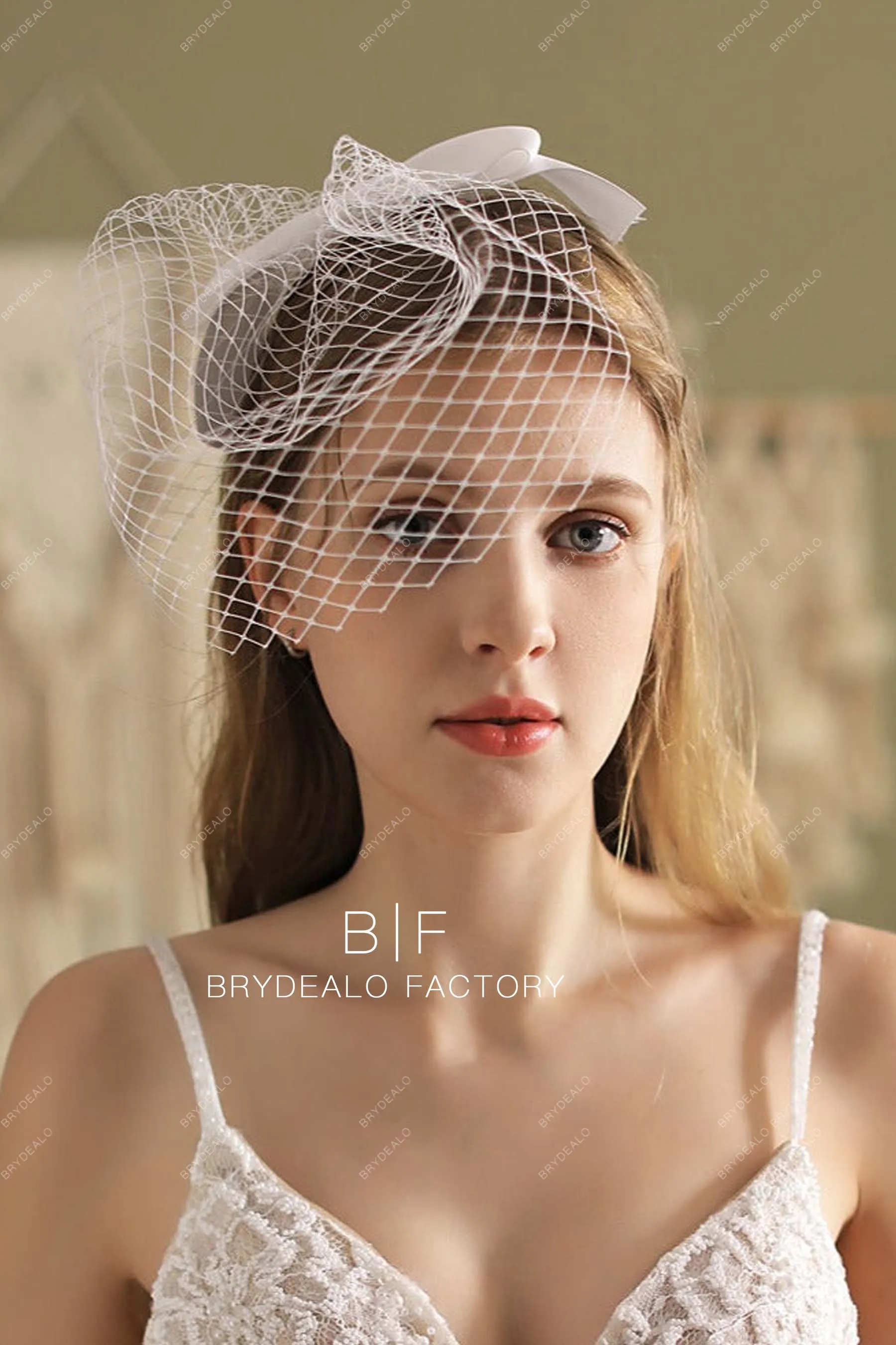 Bridal Birdcage Wedding Veil Short Classic French Blusher Veil