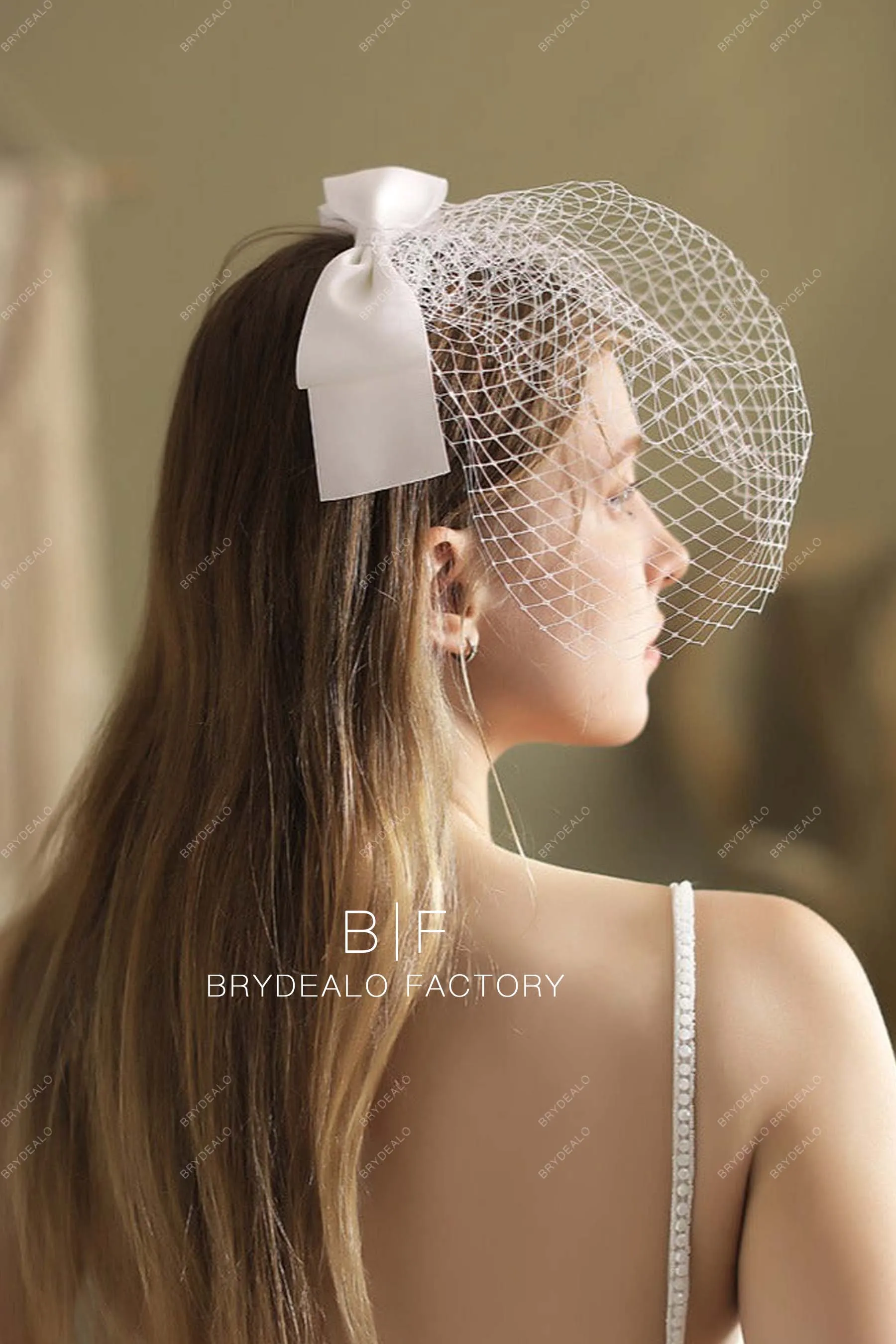 Bridal Birdcage Wedding Veil Short Classic French Blusher Veil