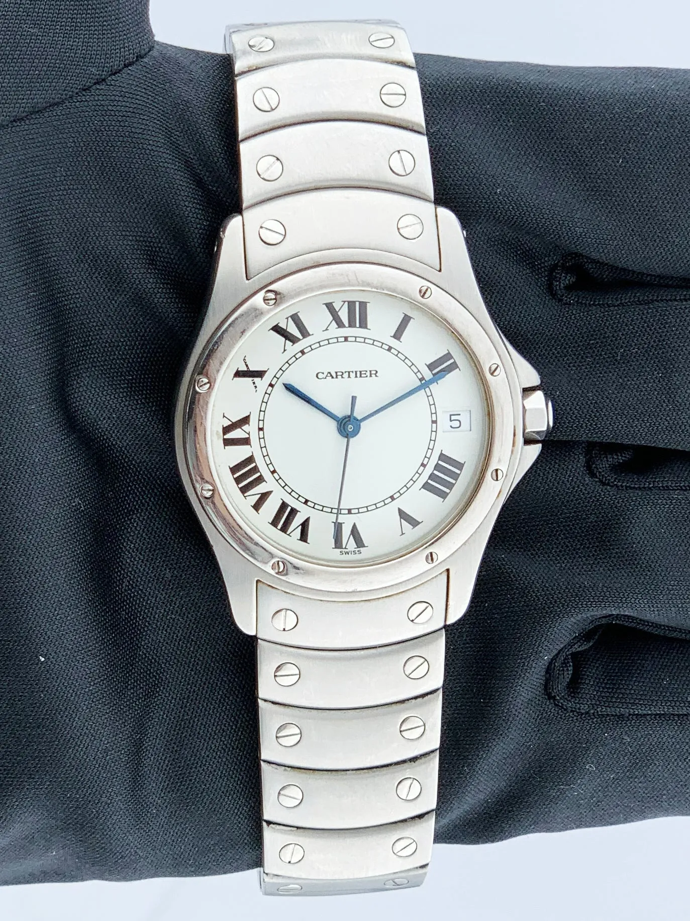 Cartier Cougar 1920/1 Steel White Dial Automatic Mens Watch