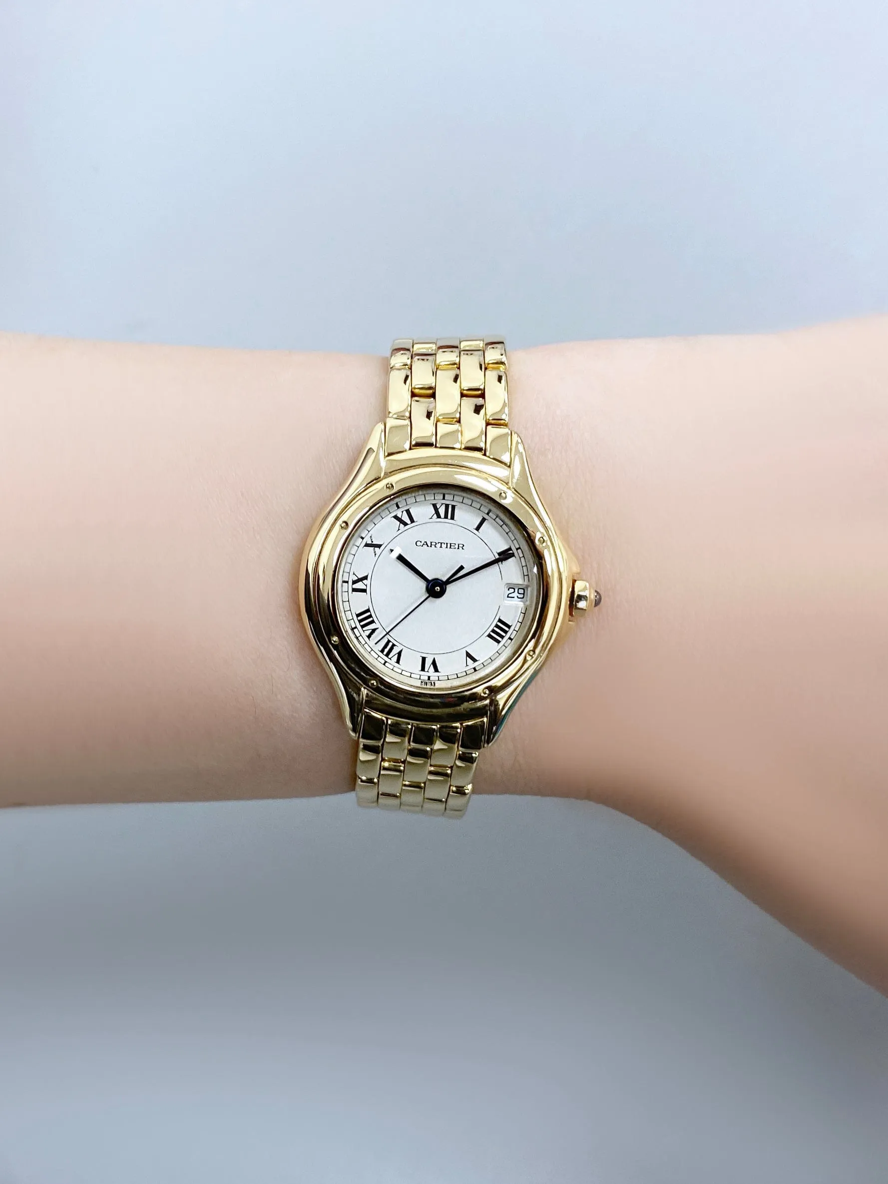 Cartier Cougar Figaro W25012B9 18k Yellow Gold Ladies Watch