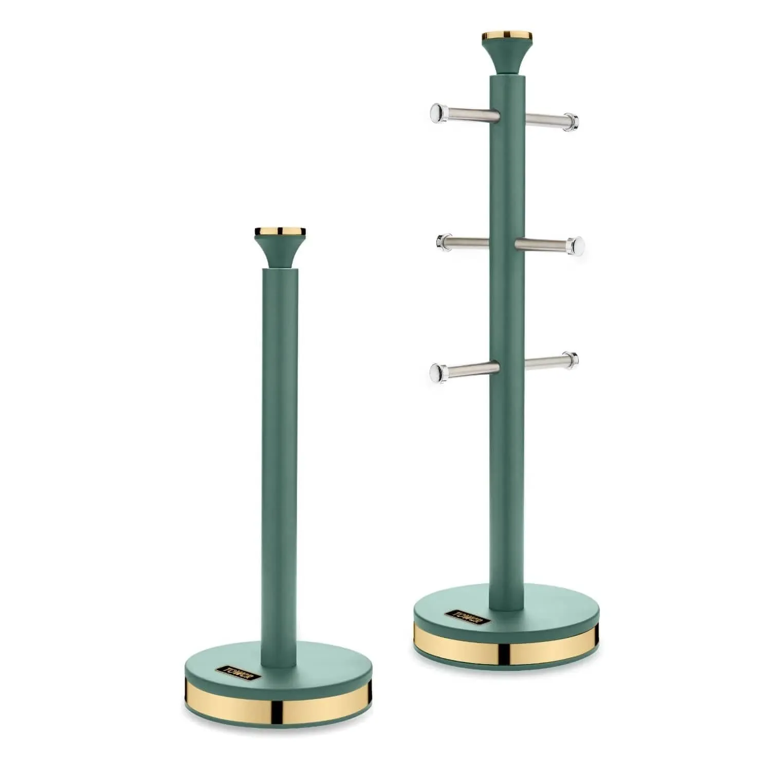 Cavaletto Kitchen Towel Holder & Mug Tree Set - Jade Green