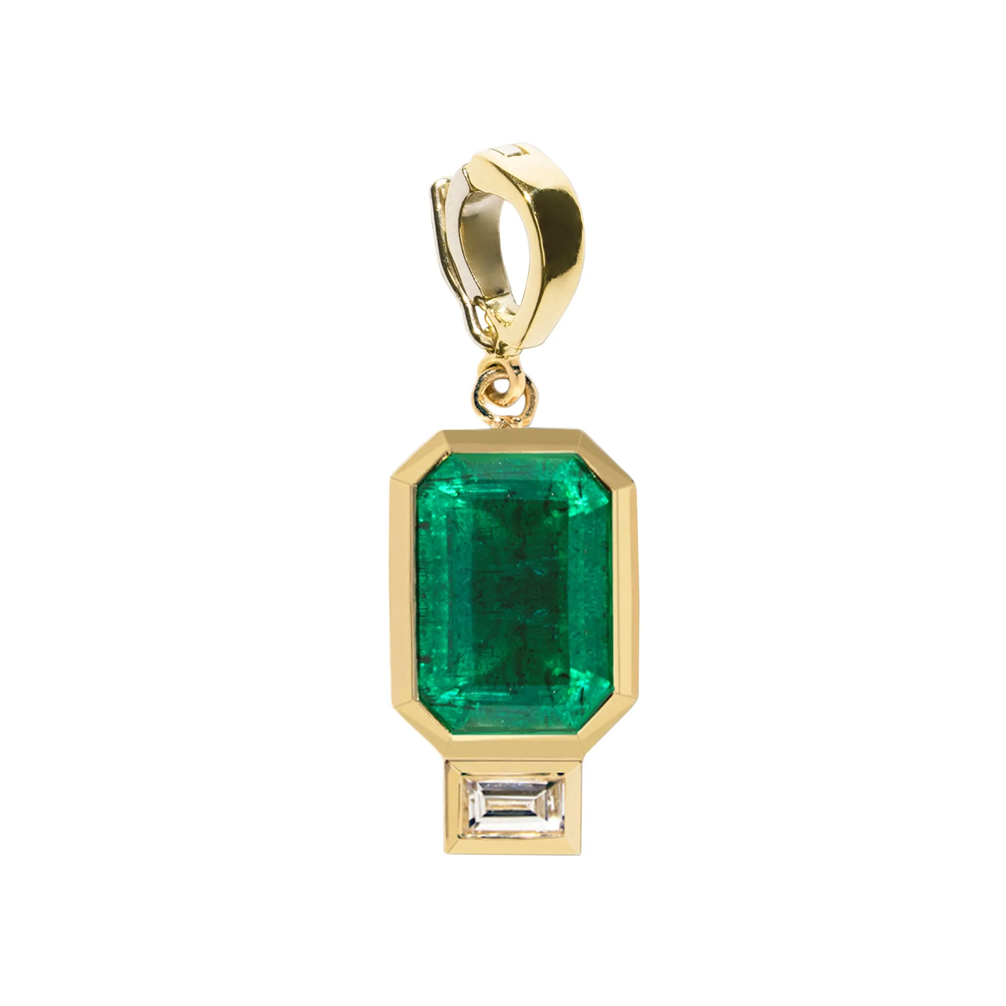 Charm - Emerald and Baguette Diamond