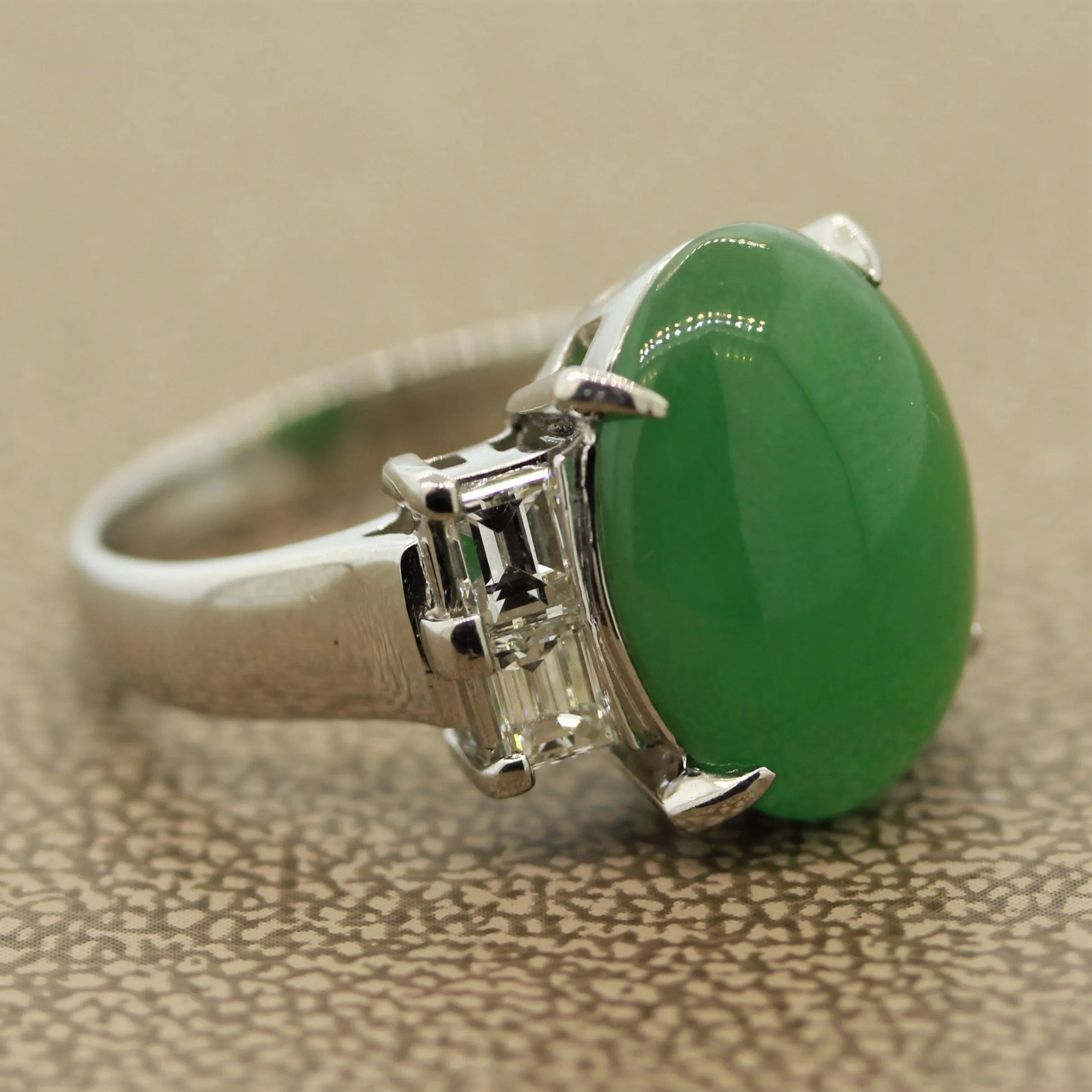 Classic Jadeite Jade Diamond Platinum Ring