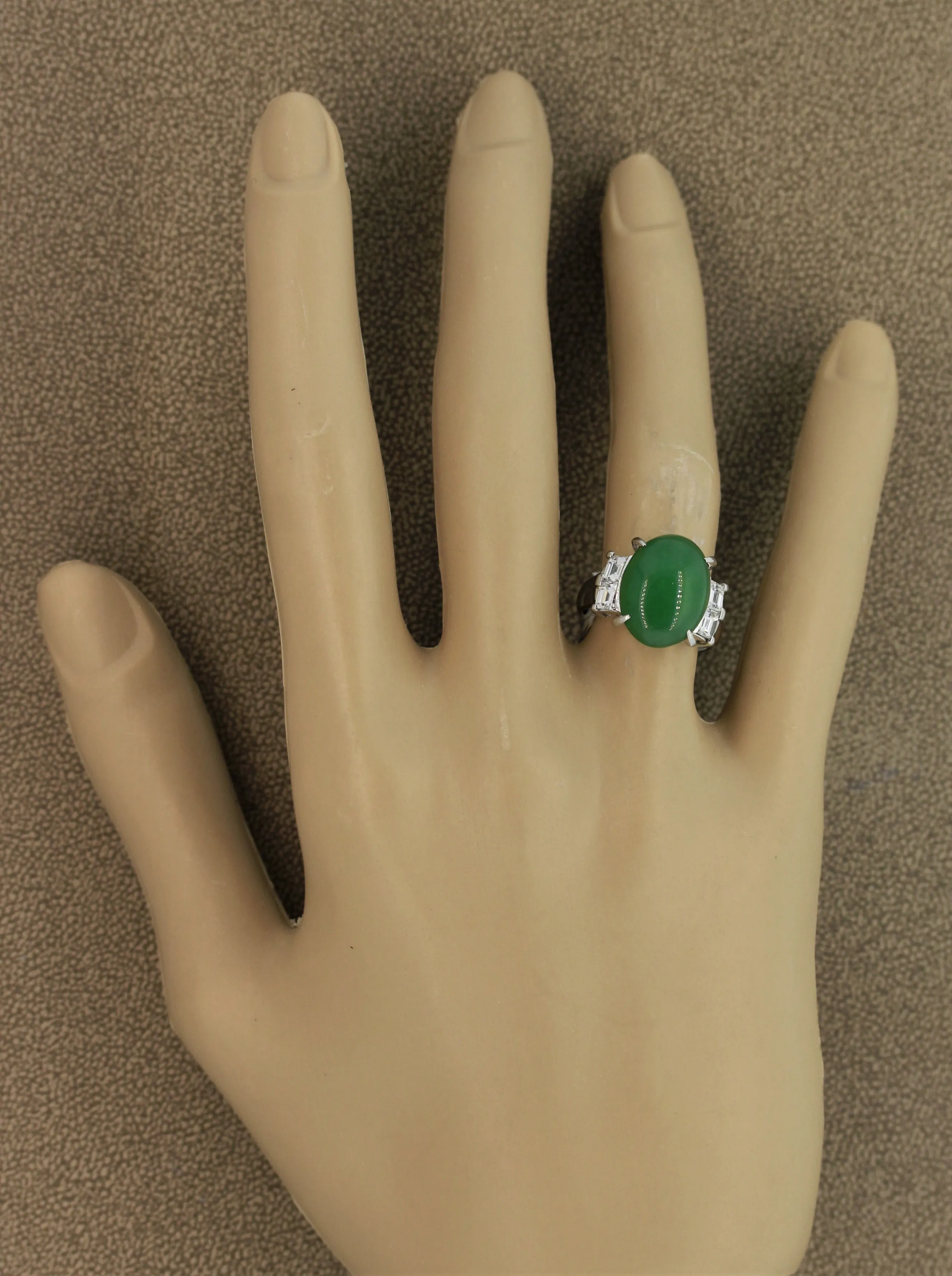 Classic Jadeite Jade Diamond Platinum Ring