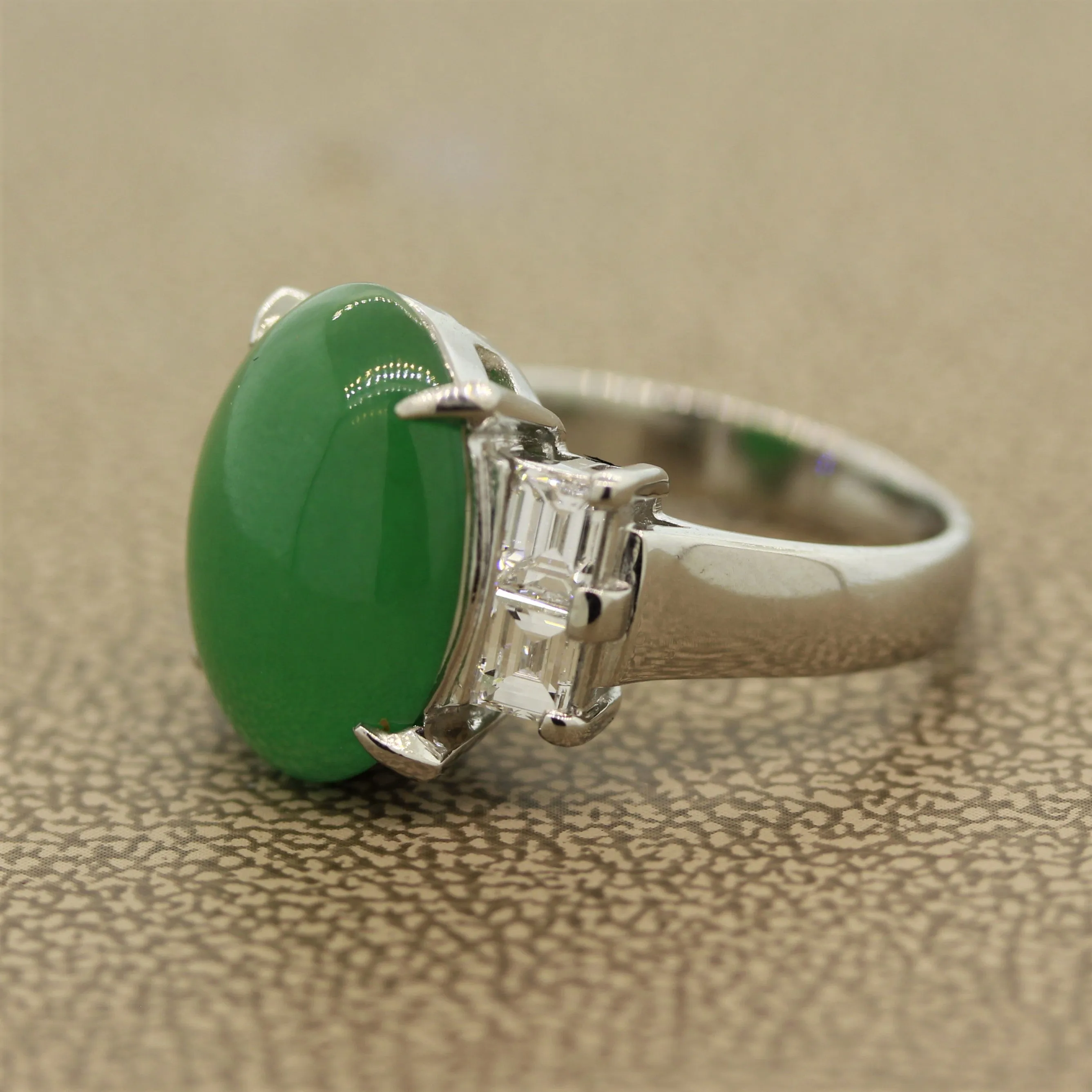 Classic Jadeite Jade Diamond Platinum Ring