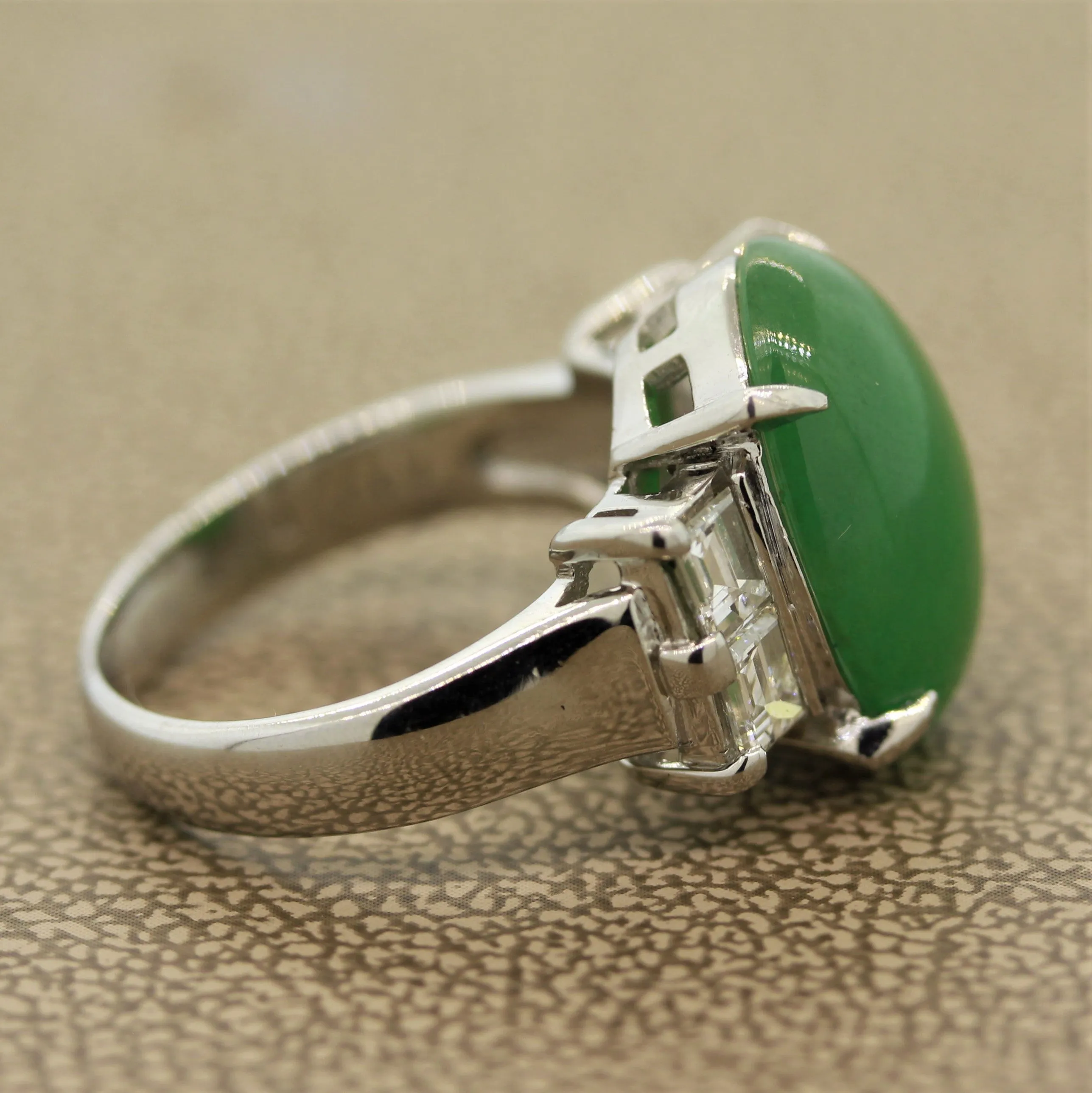 Classic Jadeite Jade Diamond Platinum Ring