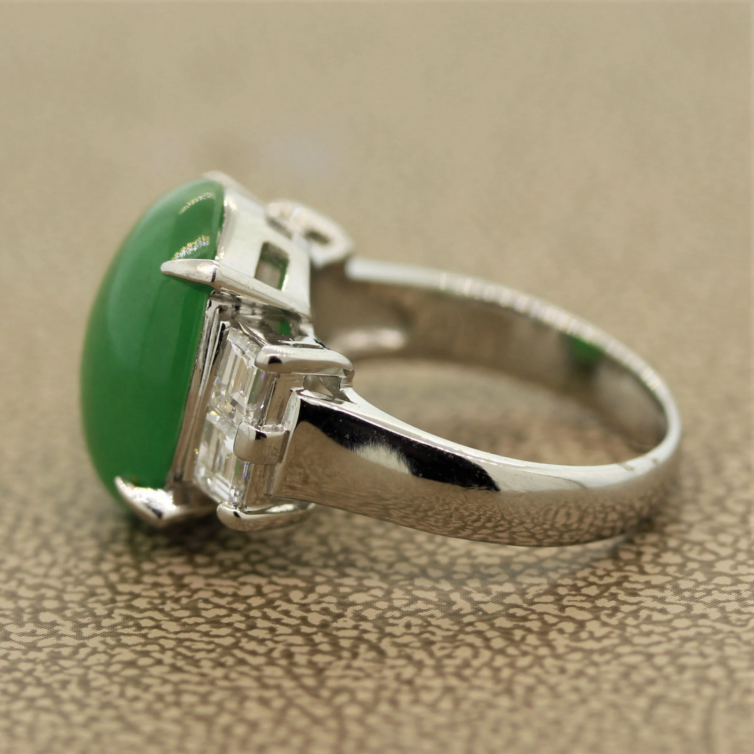 Classic Jadeite Jade Diamond Platinum Ring