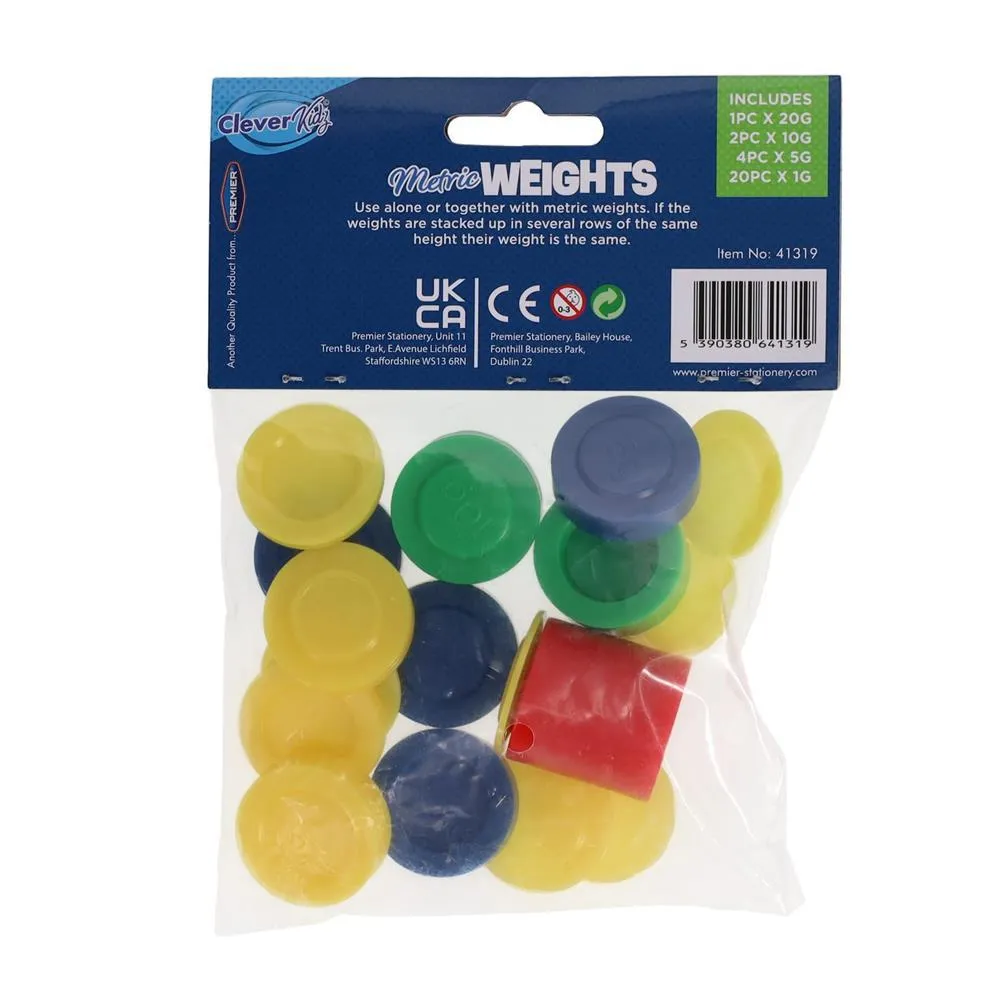 Clever Kidz - Pack of 27 Stackable Metric Weights - Assorted Colours