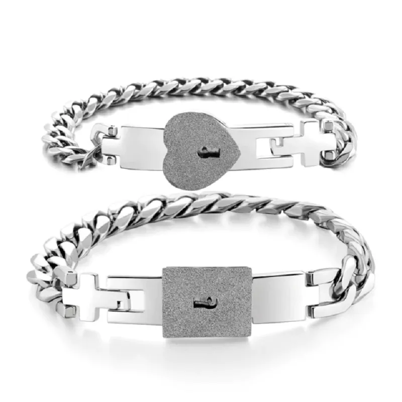 Creative titanium steel couple concentric lock bracelet lovers blacknorway™