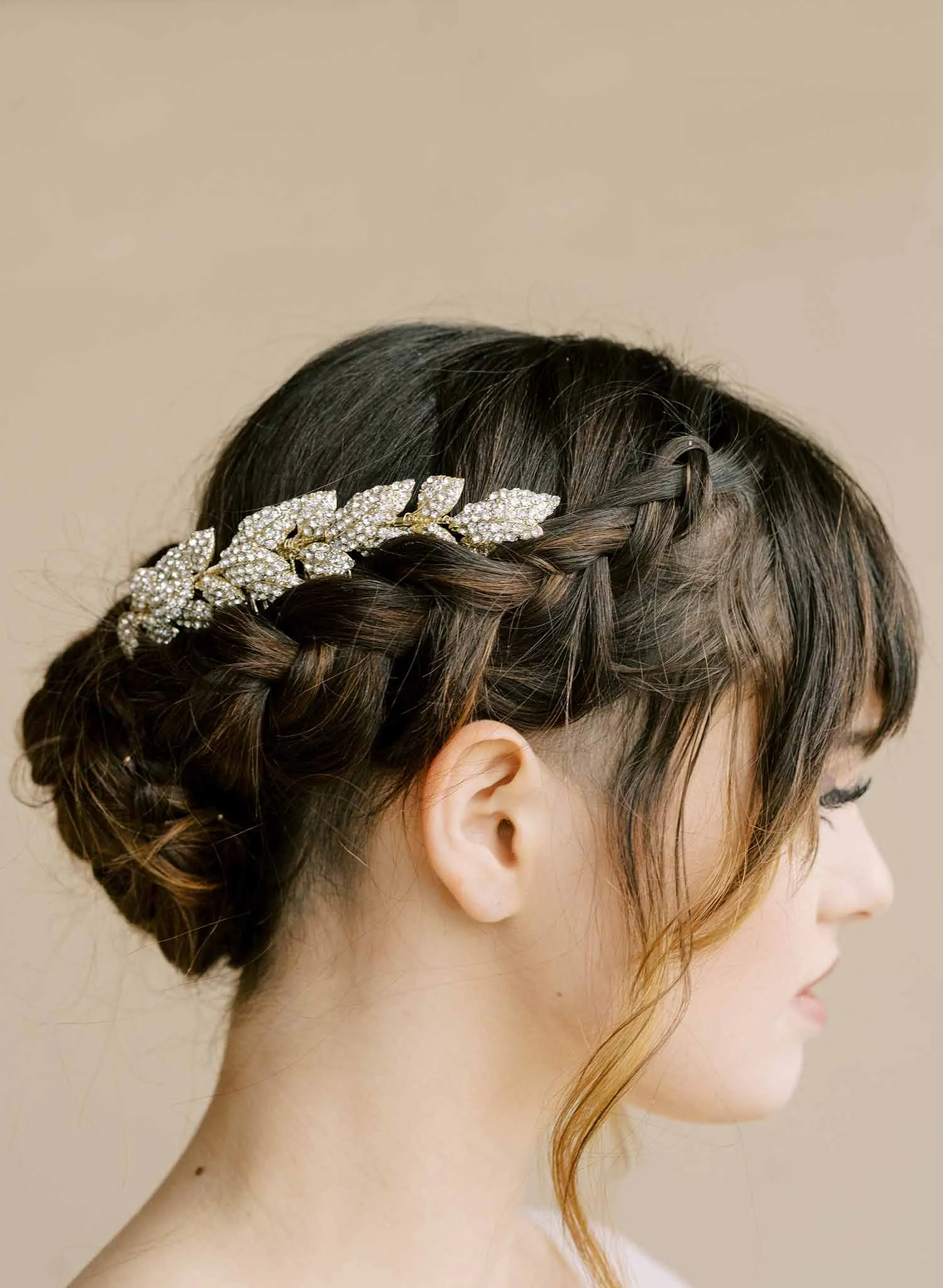 Crystal encrusted leaves hair comb - Style #2147