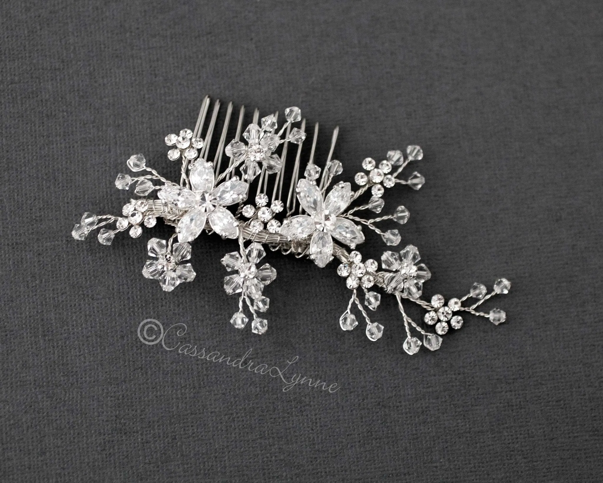 Crystal Flower Bridal Hair Comb