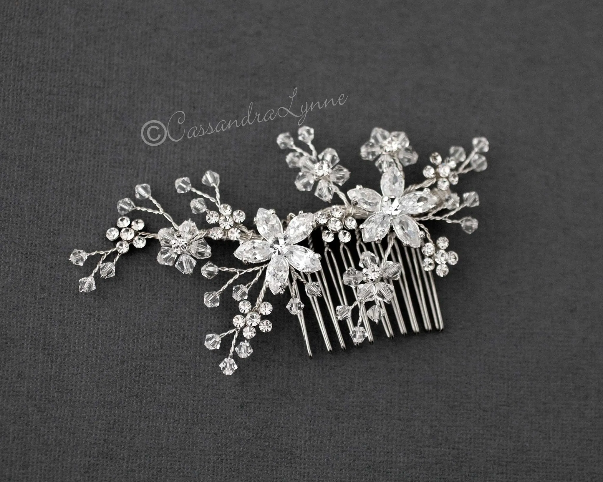 Crystal Flower Bridal Hair Comb