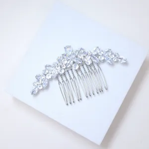 Cubic Zirconia, Blooming Leaves Bridal Hair Comb, Bridal Hair Accessories, Wedding Hair Accessory, Bridal Hair Comb.