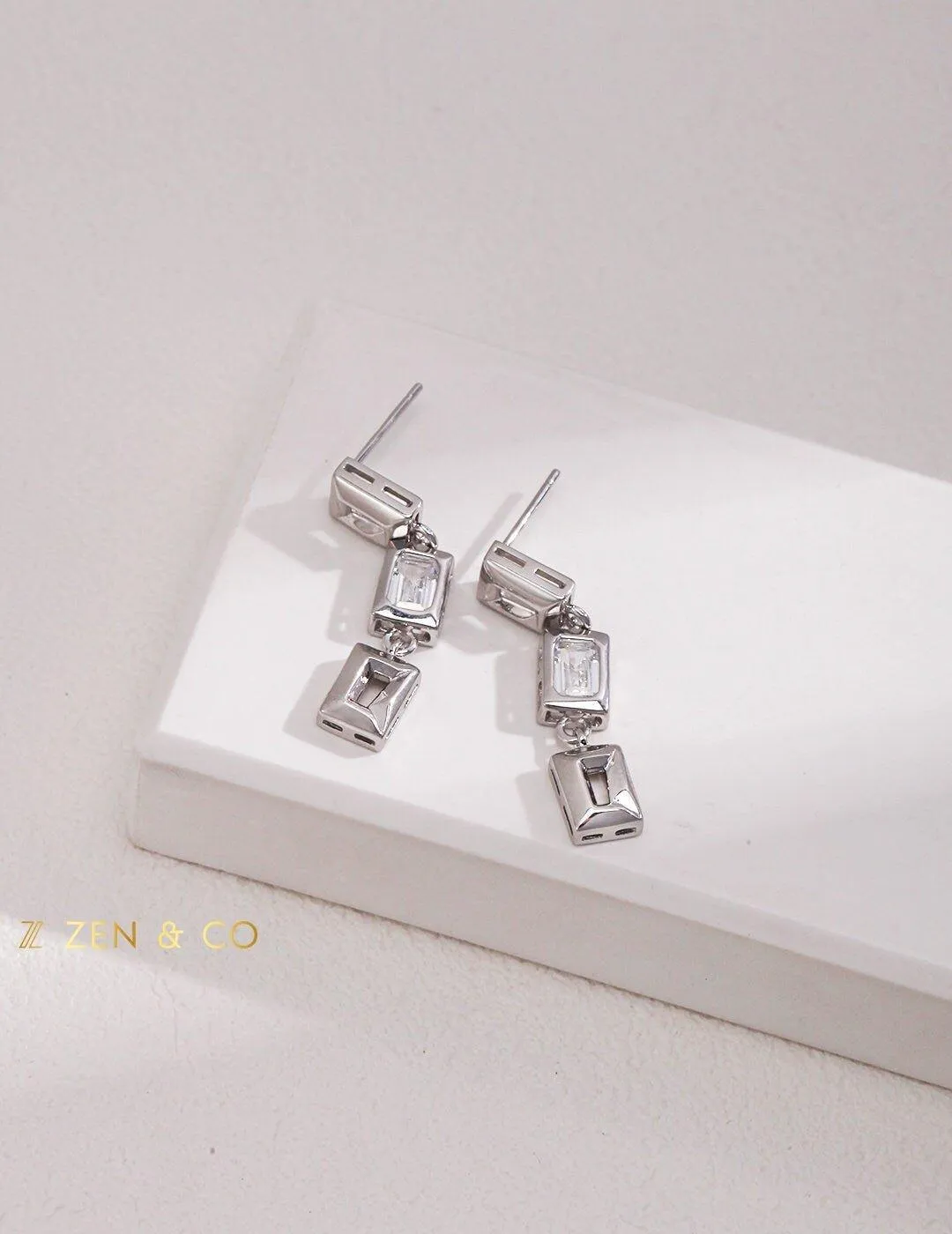 DIAMOND Minimalist Square crystal drop dangle earrings