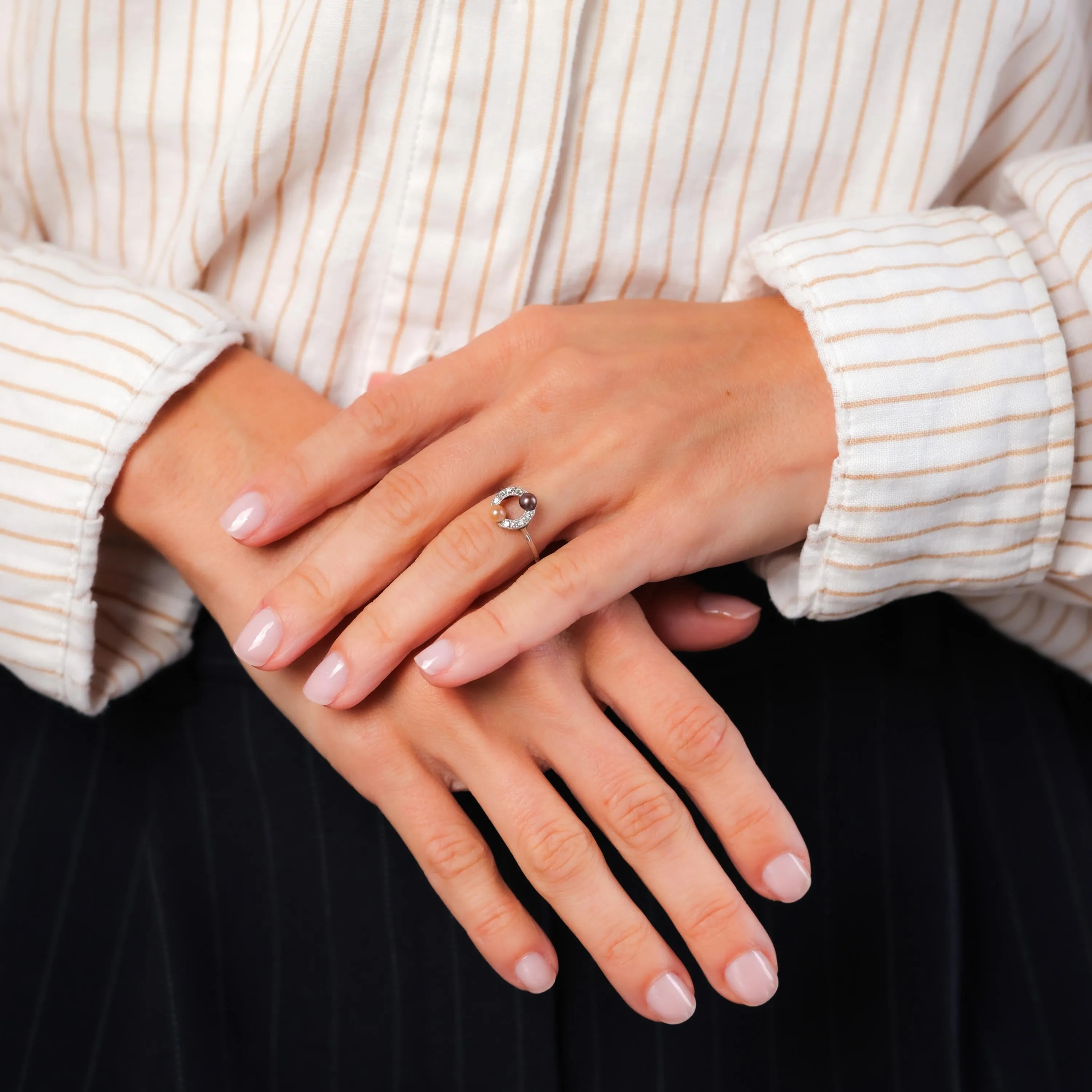 Edwardian Pearl Diamond Platinum Ring