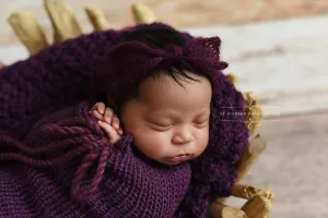 Eggplant Purple Wide Bow Mohair Headband