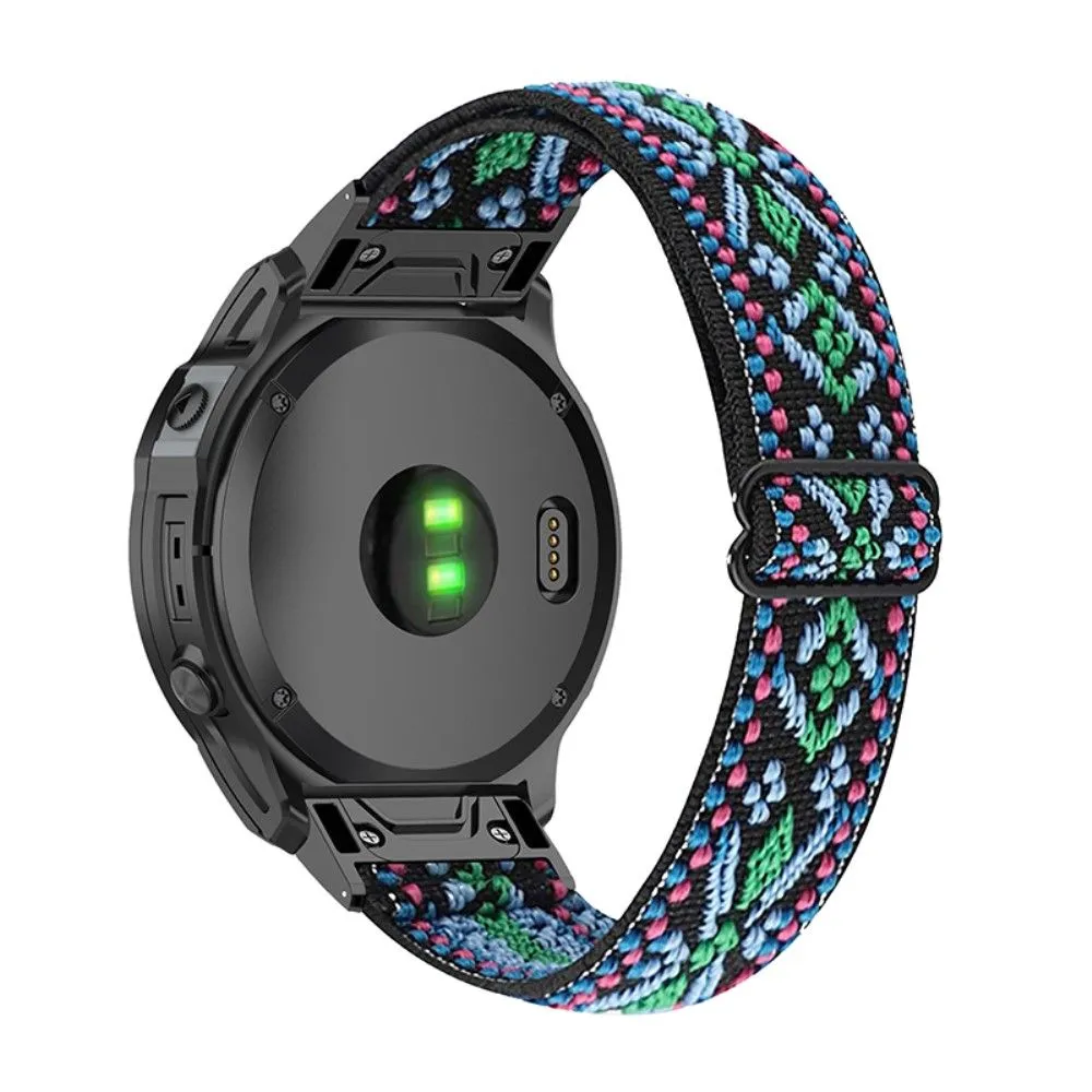 Elastic nylon cool pattern watch strap for Garmin watch - Green