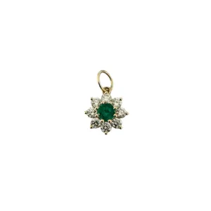 Emerald and Diamond Halo Pendant