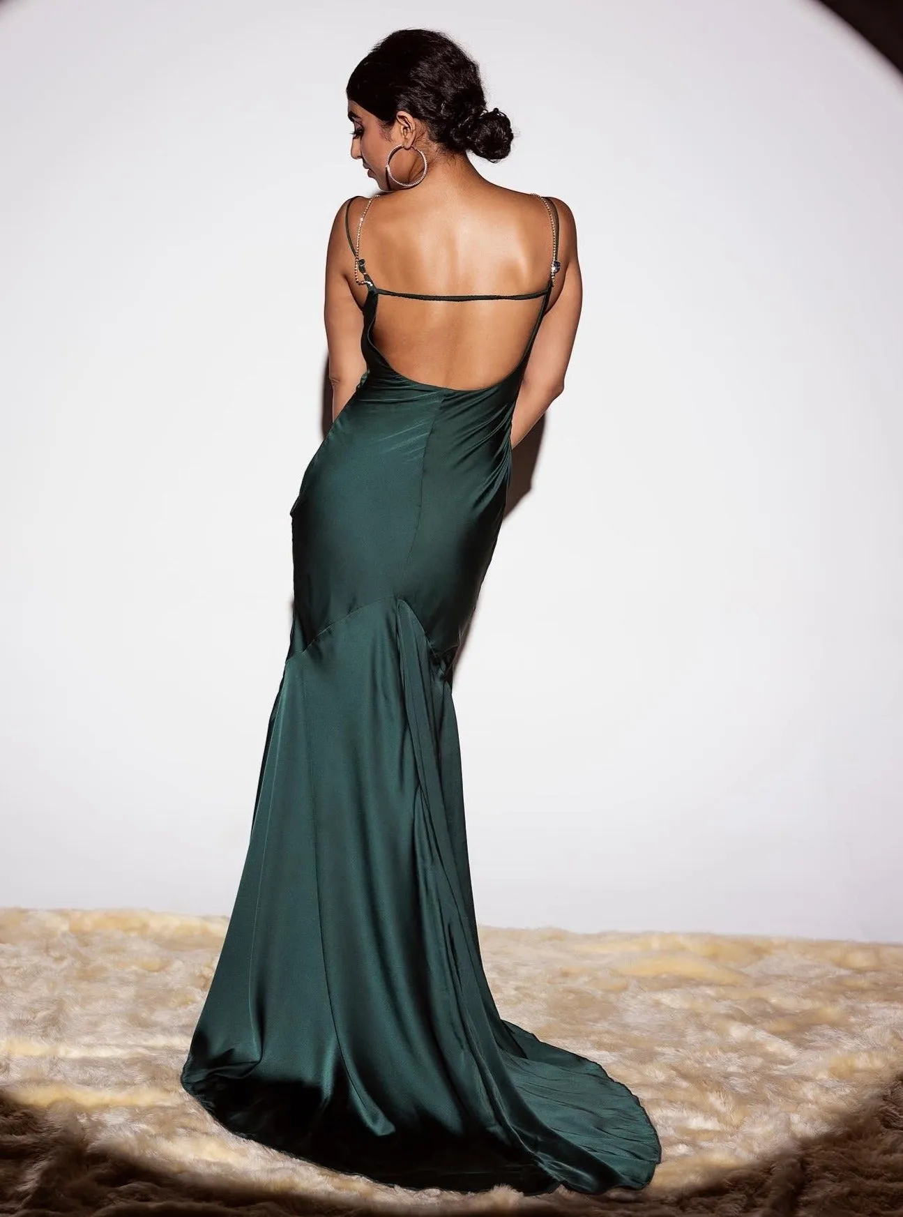 Esmerelda Emerald Armani Satin Slip Gown