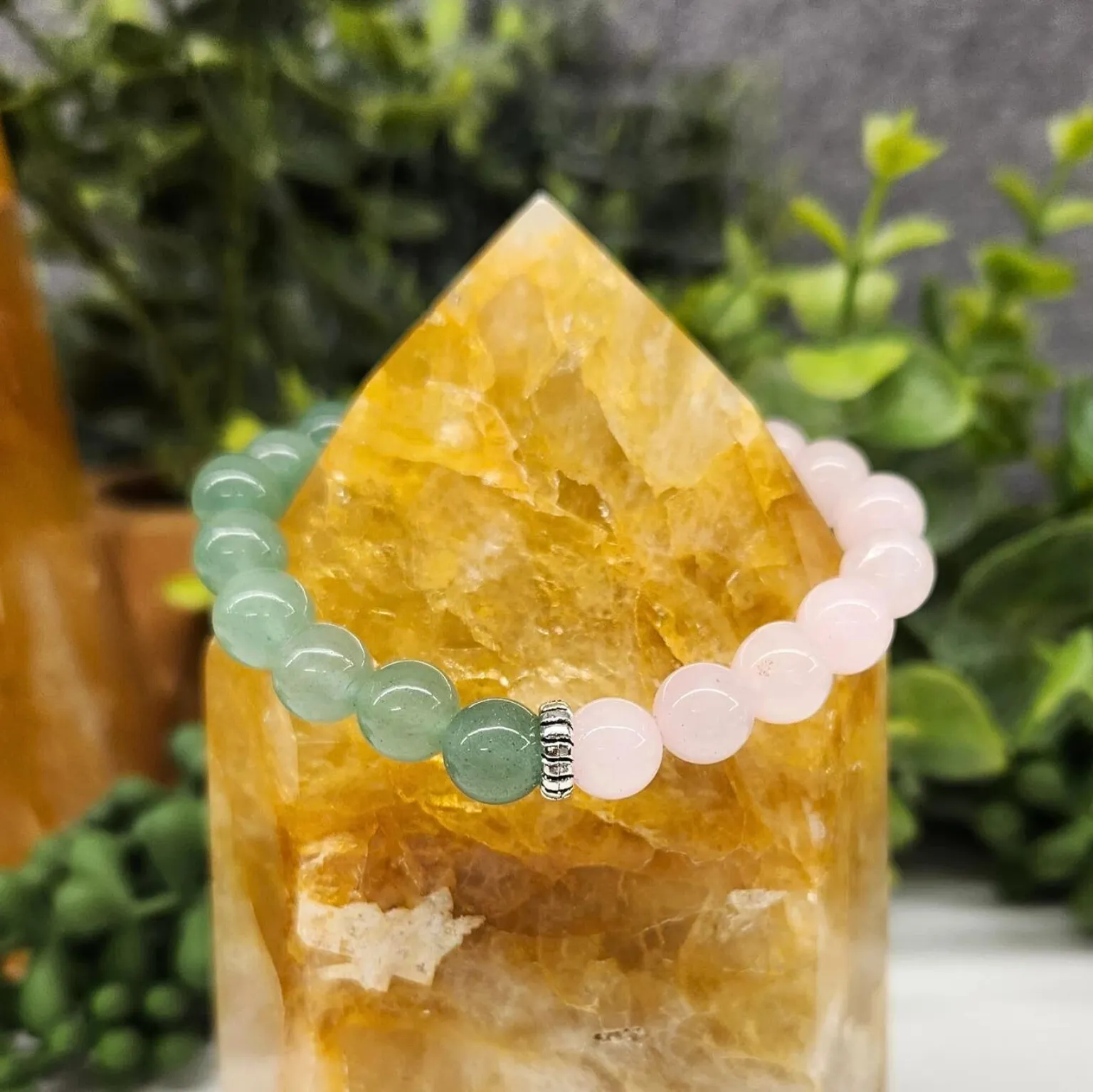 Fertility Crystal Bracelet - Green Aventurine & Rose Quartaz