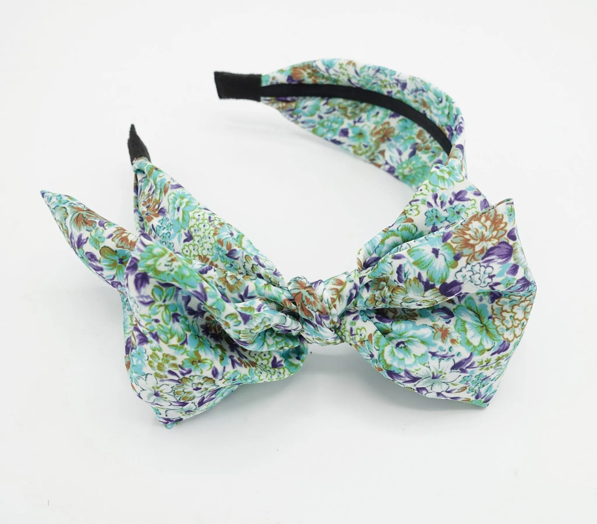 floral bow knot headband flower print hairband woman hair accessory