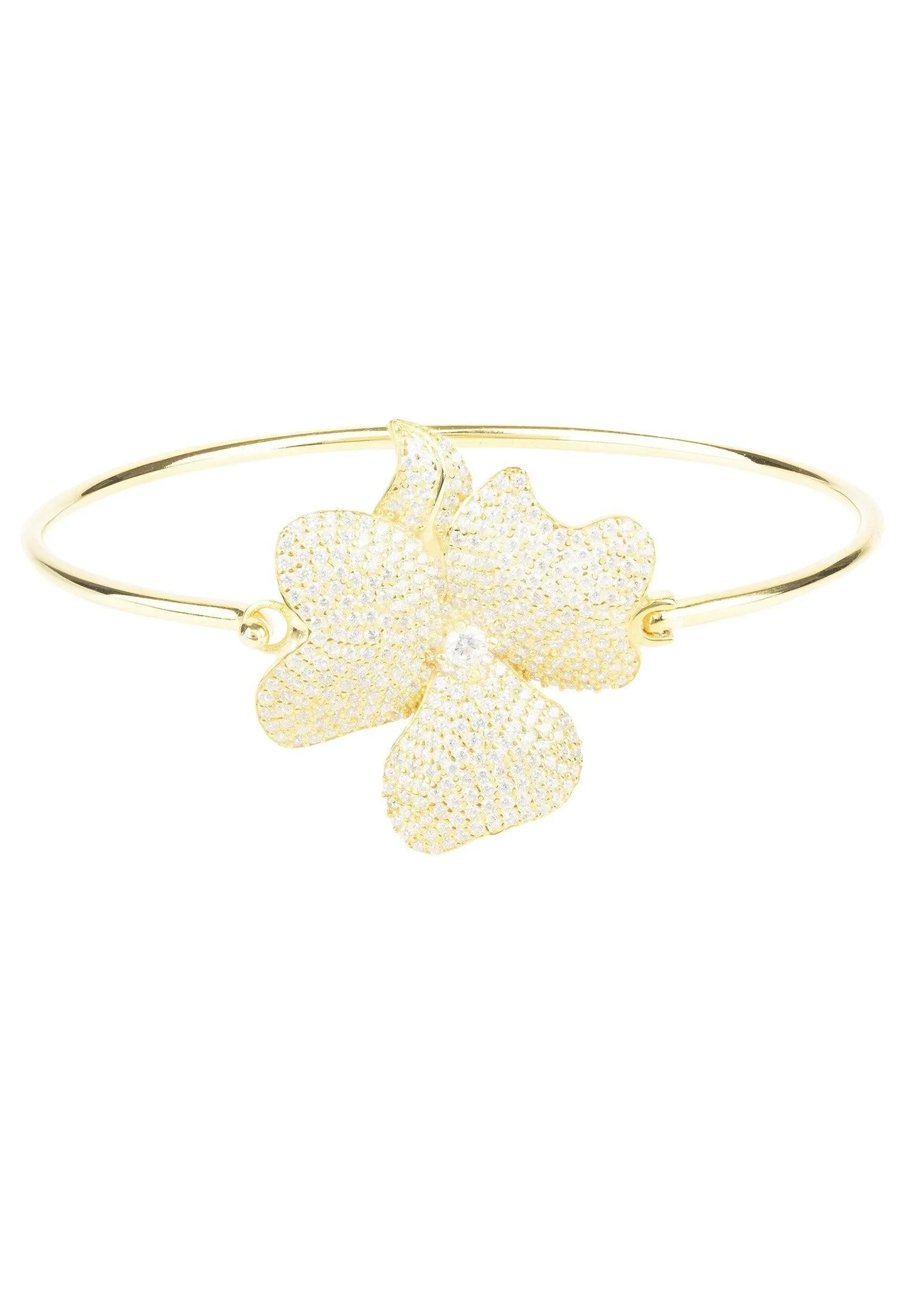 Flower Large Statement Cuff Bracelet Gold