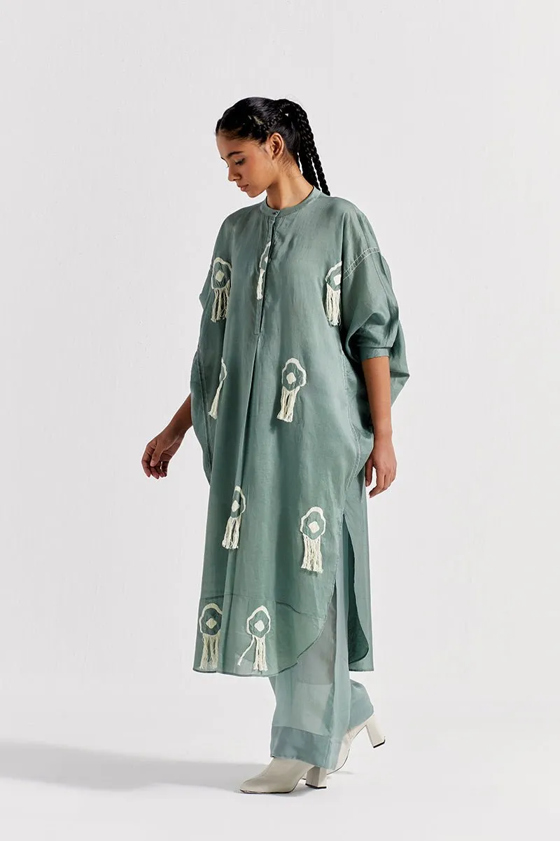 Fringe Bat Sleeve Shirt - Jade