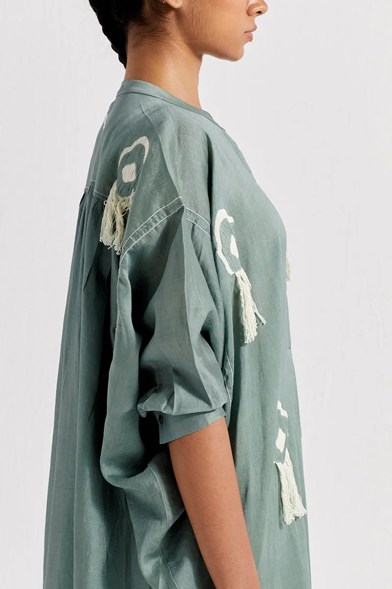 Fringe Bat Sleeve Shirt - Jade