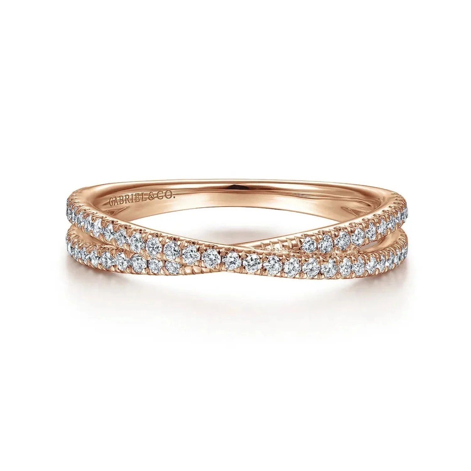 Gabriel & Co. Criss-Cross Two Layer Diamond Band