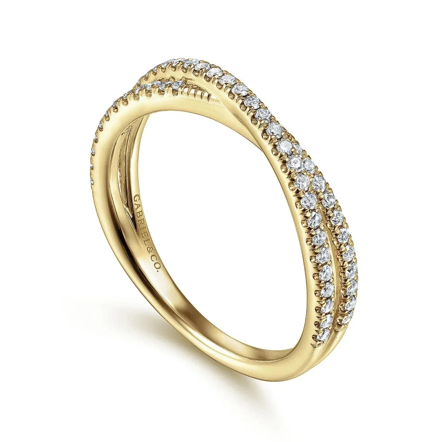 Gabriel & Co. Criss-Cross Two Layer Diamond Band