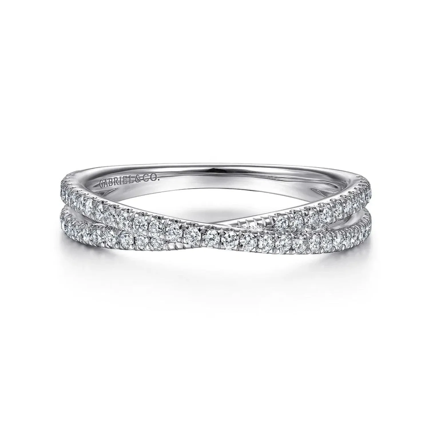 Gabriel & Co. Criss-Cross Two Layer Diamond Band