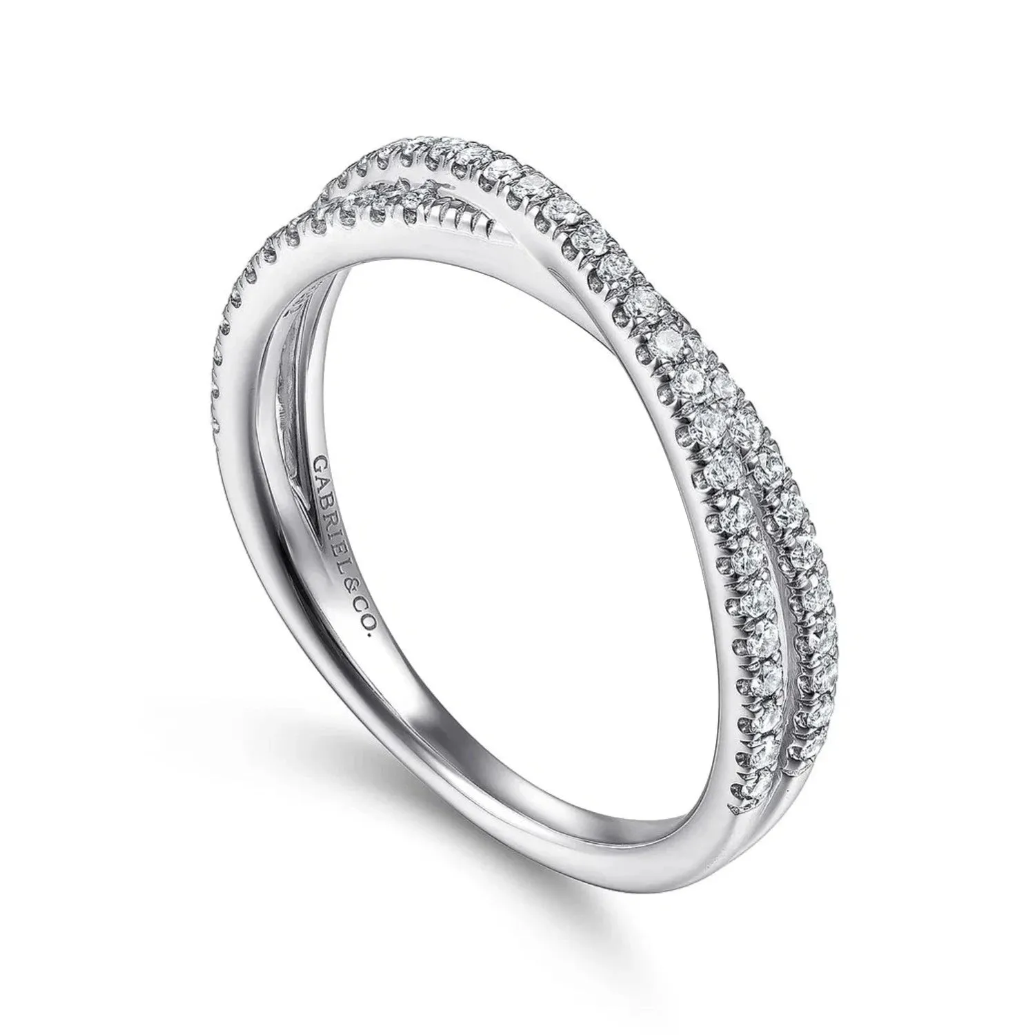 Gabriel & Co. Criss-Cross Two Layer Diamond Band